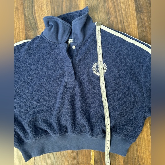 PINK Victoria's Secret Women's Fleece Cropped Polo Sweatshirt in Midnight Navy - Picture 6 of 9